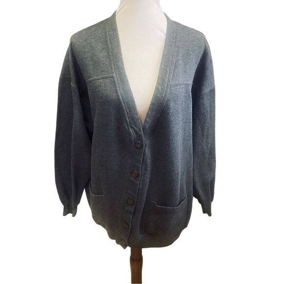 Cascade Blues Gray Long Sleeve V-Neck Button Front Cardigan Size X-Large-EUC - Picture 8 of 10